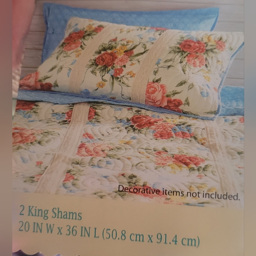 Pioneer women king sham set of 2, sweet rose embroidered